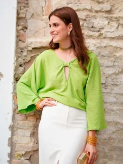 Blusas Y Camisas De Mujer|Blusas Y Tops De Fiesta-Mariquita Trasquilá BLUSA FLUIDA NUDO ESCOTE