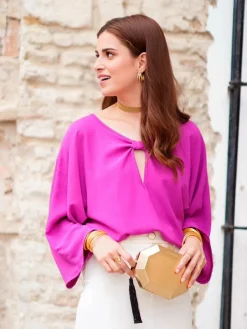 Blusas Y Camisas De Mujer|Blusas Y Tops De Fiesta-Mariquita Trasquilá BLUSA FLUIDA NUDO ESCOTE