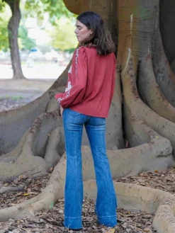 Blusas Y Camisas De Mujer-Mariquita Trasquilá CAMISA FLORES BORDADAS Teja