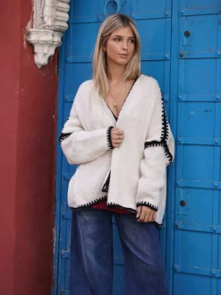 Jerséis Y Sudaderas De Mujer|Abrigos Y Chaquetas-Mariquita Trasquilá CARDIGAN OVERSIZE PESPUNTES