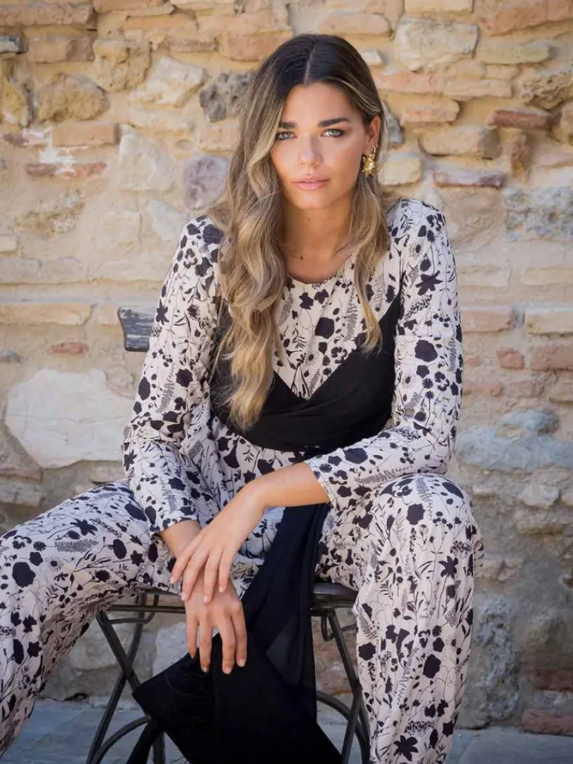 Vestidos De Invitada Bautizo|Pantalones De Fiesta-Mariquita Trasquilá CONJUNTO LIRIO Negroybeige