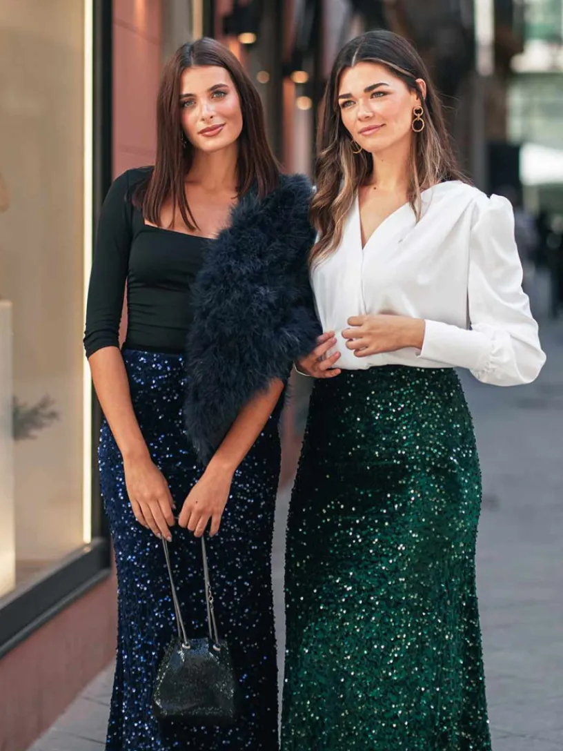 Faldas De Fiesta|Vestidos De Terciopelo-Mariquita Trasquilá FALDA TERCIOPELO LENTEJUELAS