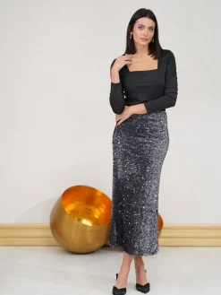 Faldas De Fiesta|Vestidos De Terciopelo-Mariquita Trasquilá FALDA TERCIOPELO LENTEJUELAS