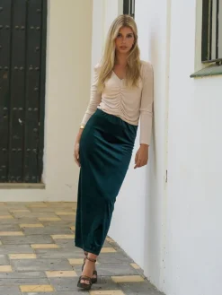 Faldas De Mujer|Vestidos De Terciopelo-Mariquita Trasquilá FALDA TERCIOPELO MIDI