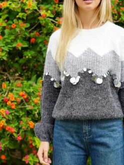 Jerséis Y Sudaderas De Mujer-Mariquita Trasquilá JERSEY ZIG ZAG LENTEJUELAS