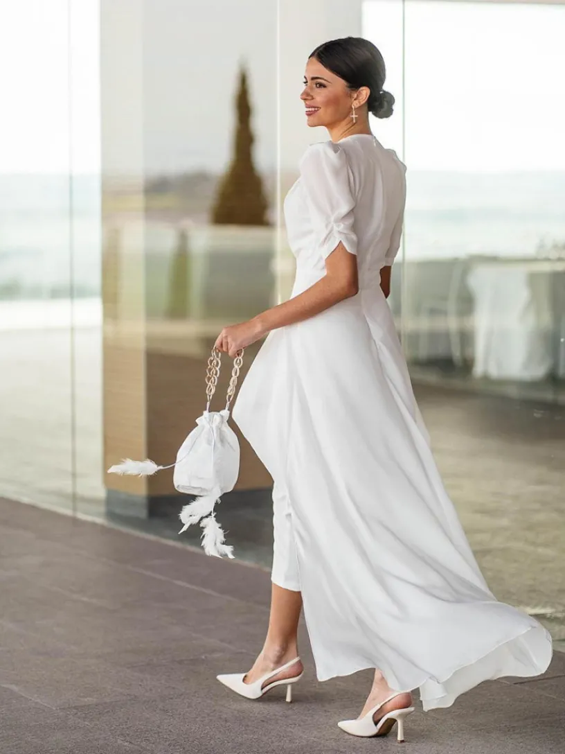 Vestidos Para Madres De Comunión|Vestidos De Novia-Mariquita Trasquilá MONO COLUMELA Blanco