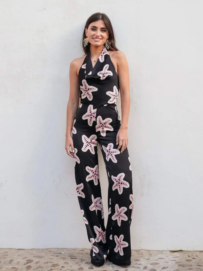 Vestidos De Mujer|Monos De Fiesta-Mariquita Trasquilá MONO ESTRELLAS Negro