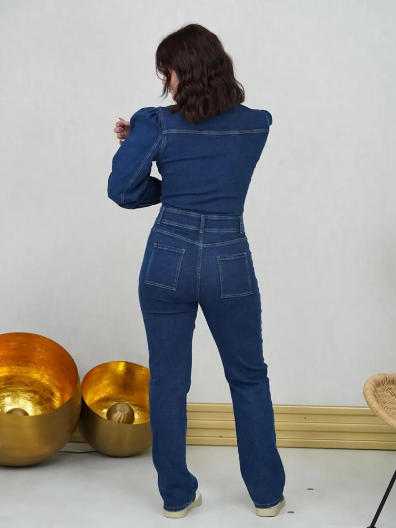 Pantalones De Mujer|Vestidos De Mujer-Mariquita Trasquilá MONO LARGO DENIM VaqueroOscuro