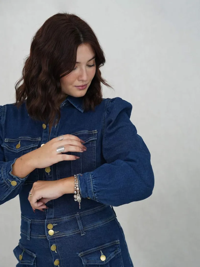 Pantalones De Mujer|Vestidos De Mujer-Mariquita Trasquilá MONO LARGO DENIM VaqueroOscuro