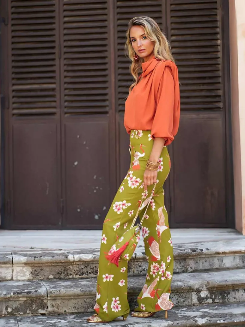 Vestidos De Invitada Comunión|Vestidos De Invitada Bautizo-Mariquita Trasquilá PANTALON AOVE PROVENZA VerdeOliva