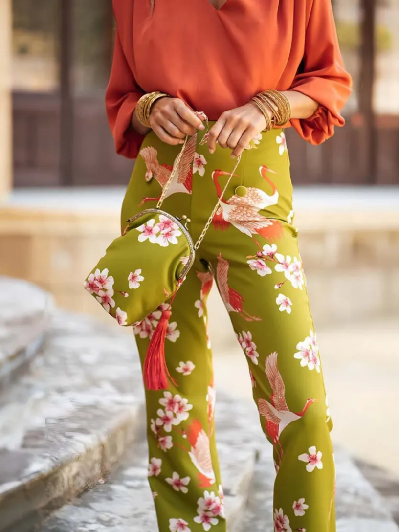 Vestidos De Invitada Comunión|Vestidos De Invitada Bautizo-Mariquita Trasquilá PANTALON AOVE PROVENZA VerdeOliva