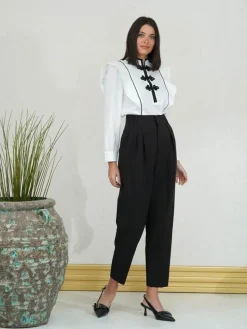 Pantalones De Fiesta|Pantalones De Mujer-Mariquita Trasquilá PANTALON BAGGY PINZAS Negro