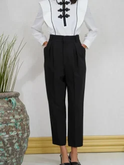 Pantalones De Fiesta|Pantalones De Mujer-Mariquita Trasquilá PANTALON BAGGY PINZAS Negro