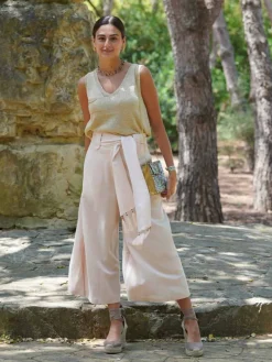Pantalones De Mujer|Pantalones De Fiesta-Mariquita Trasquilá PANTALON CORSARIO PALAZZO
