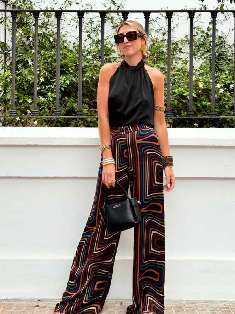 Pantalones De Mujer|Pantalones De Fiesta-Mariquita Trasquilá PANTALON LABERINTO Negro