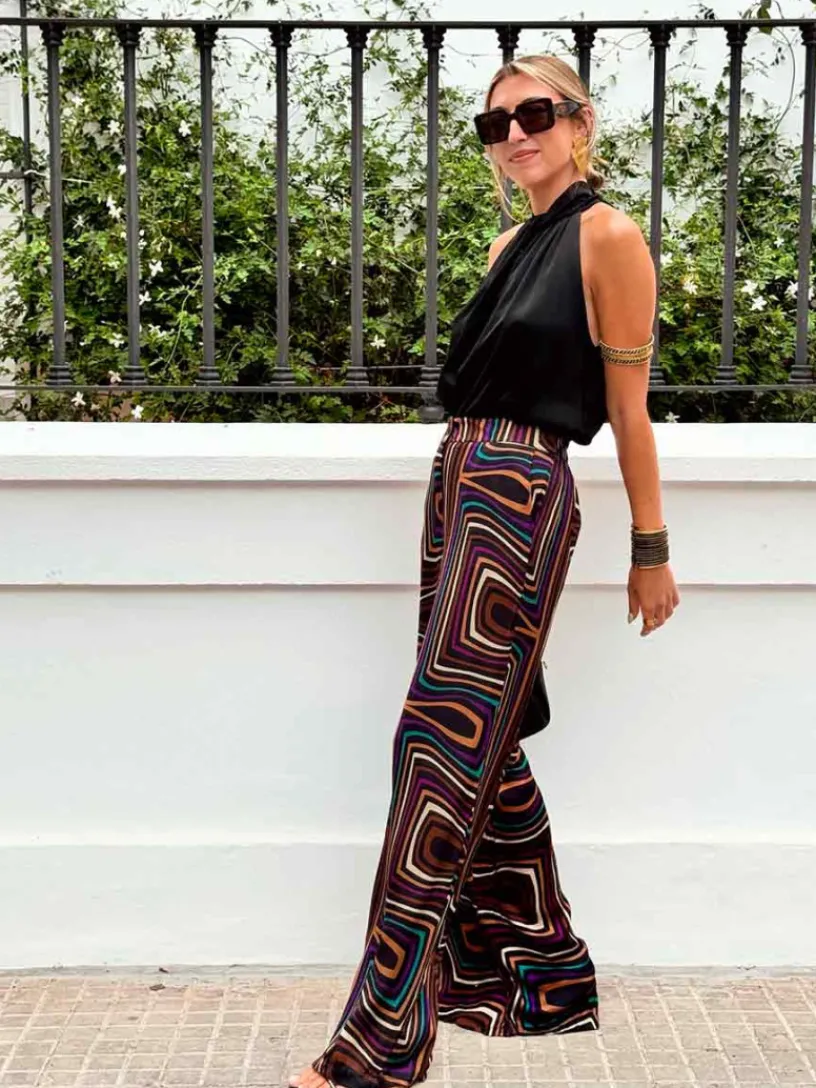 Pantalones De Mujer|Pantalones De Fiesta-Mariquita Trasquilá PANTALON LABERINTO Negro