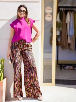 Pantalones De Mujer|Pantalones De Fiesta-Mariquita Trasquilá PANTALON PINCELADAS BELINDA Negro