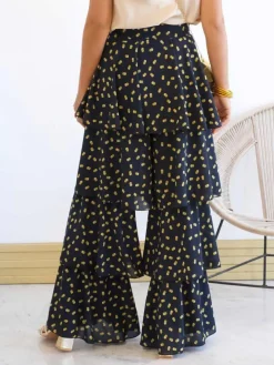 Vestidos De Invitada Comunión|Vestidos De Invitada Bautizo-Mariquita Trasquilá PANTALON VENECIA TOPOS AzulMarino