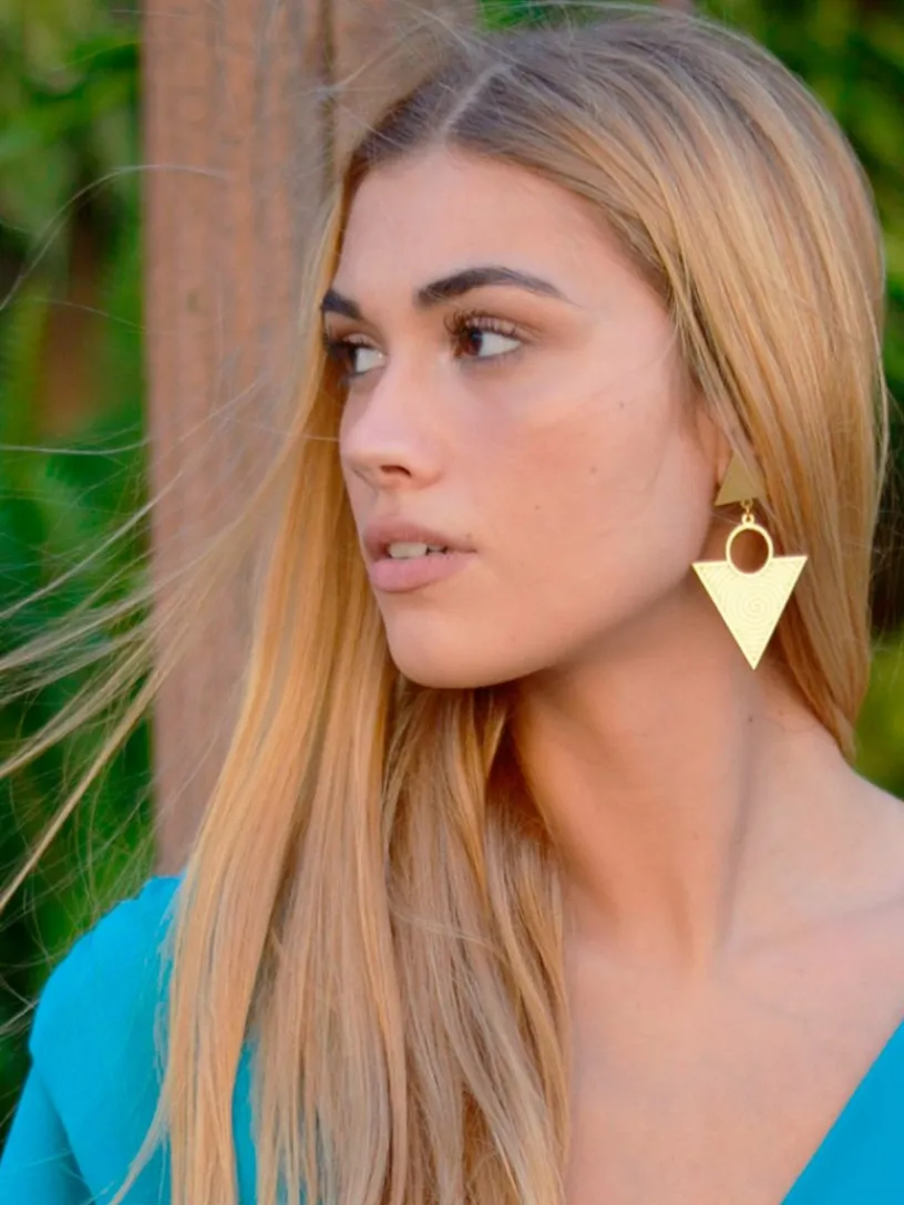 Joyas-Mariquita Trasquilá PENDIENTES METACRILATO TOTEM Dorado