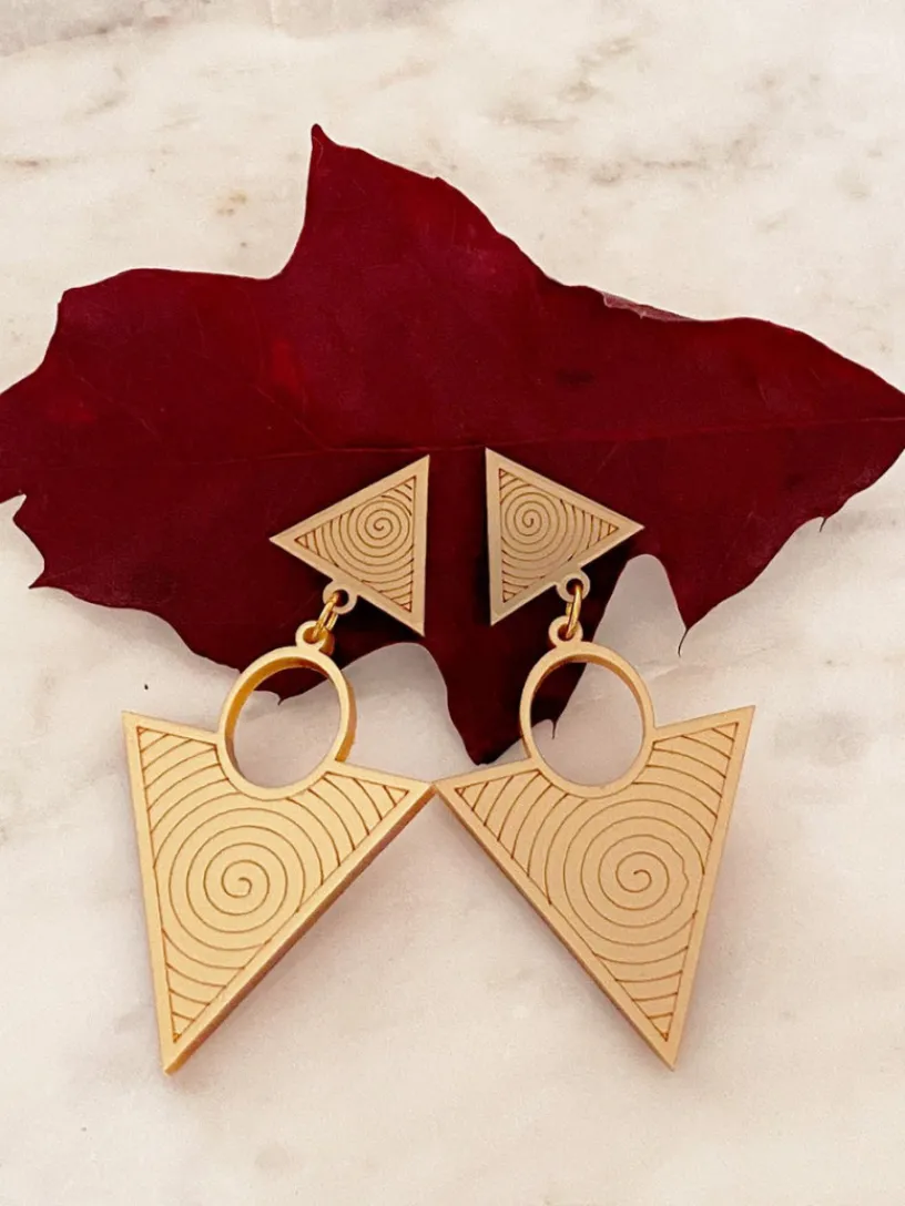 Joyas-Mariquita Trasquilá PENDIENTES METACRILATO TOTEM Dorado