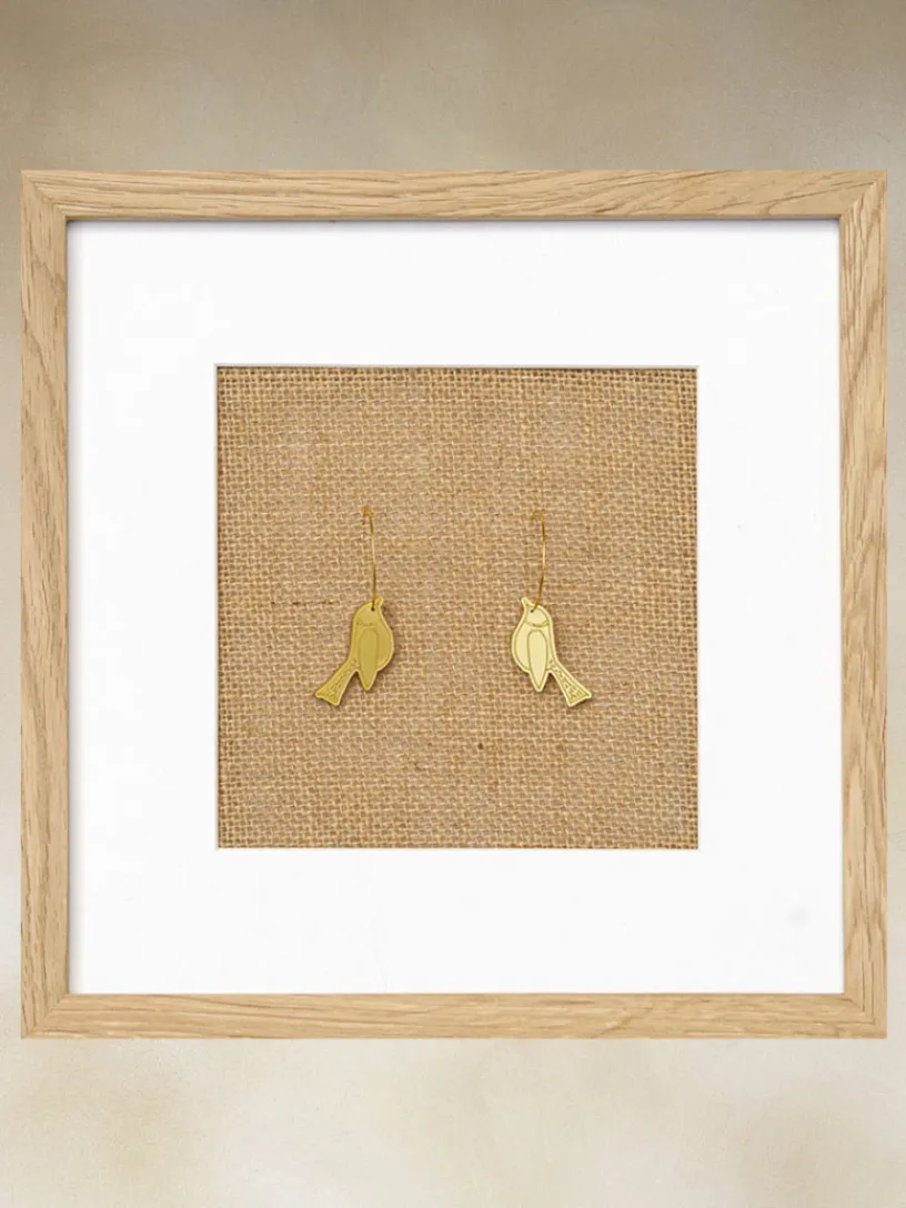 Joyas-Mariquita Trasquilá PENDIENTES PAJARITO METACRILATO M.T. Oro