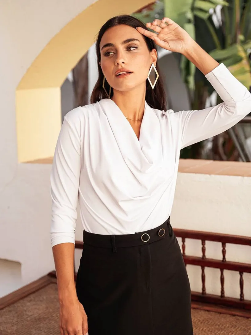 Blusas Y Camisas De Mujer|Blusas Y Tops De Fiesta-Mariquita Trasquilá TOP DE PUNTO CASCADA AUTUMN