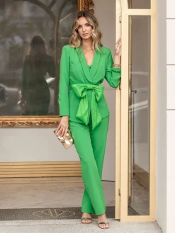 Vestidos De Invitada Comunión|Vestidos De Invitada Bautizo-Mariquita Trasquilá TRAJE MIRABRAS VERDE VERDEMANZANA