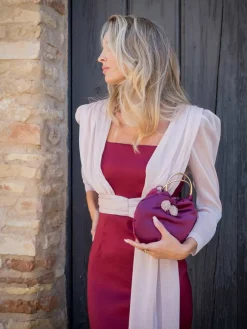 Vestidos Para Madres De Comunión|Vestidos Invitadas Boda De Día-Mariquita Trasquilá VESTIDO ALBORADA Burdeos