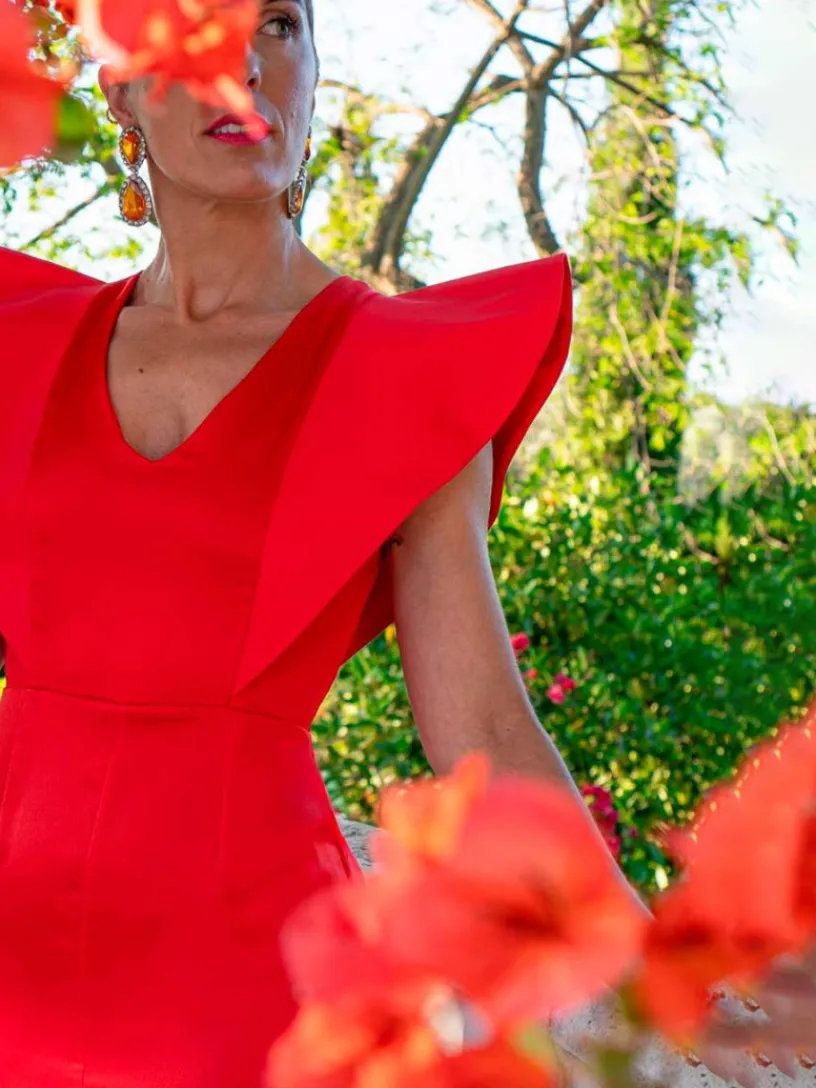 Vestidos Invitadas Boda De Día|Vestidos Cortos De Fiesta-Mariquita Trasquilá VESTIDO ATALAYA Rojo