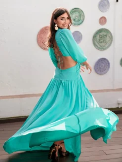 Vestidos De Graduación|Vestidos De Dama De Honor-Mariquita Trasquilá VESTIDO BAELO MAR Turquesa
