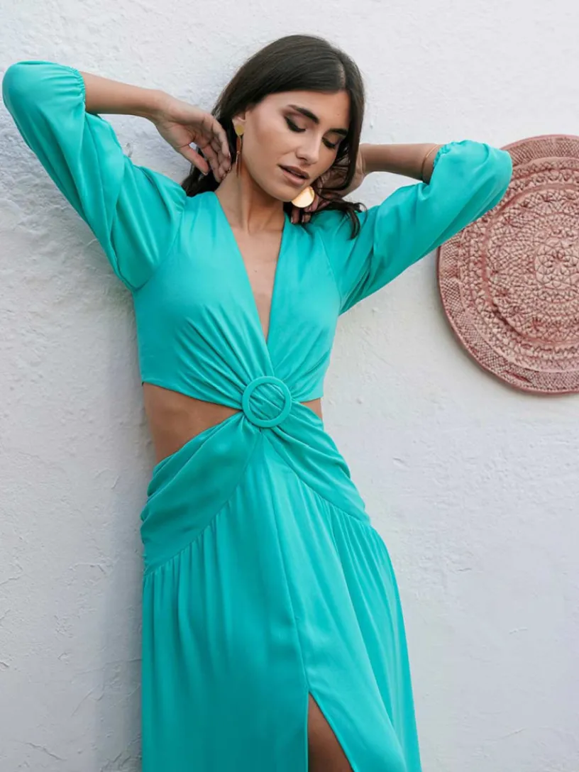 Vestidos De Graduación|Vestidos De Dama De Honor-Mariquita Trasquilá VESTIDO BAELO MAR Turquesa
