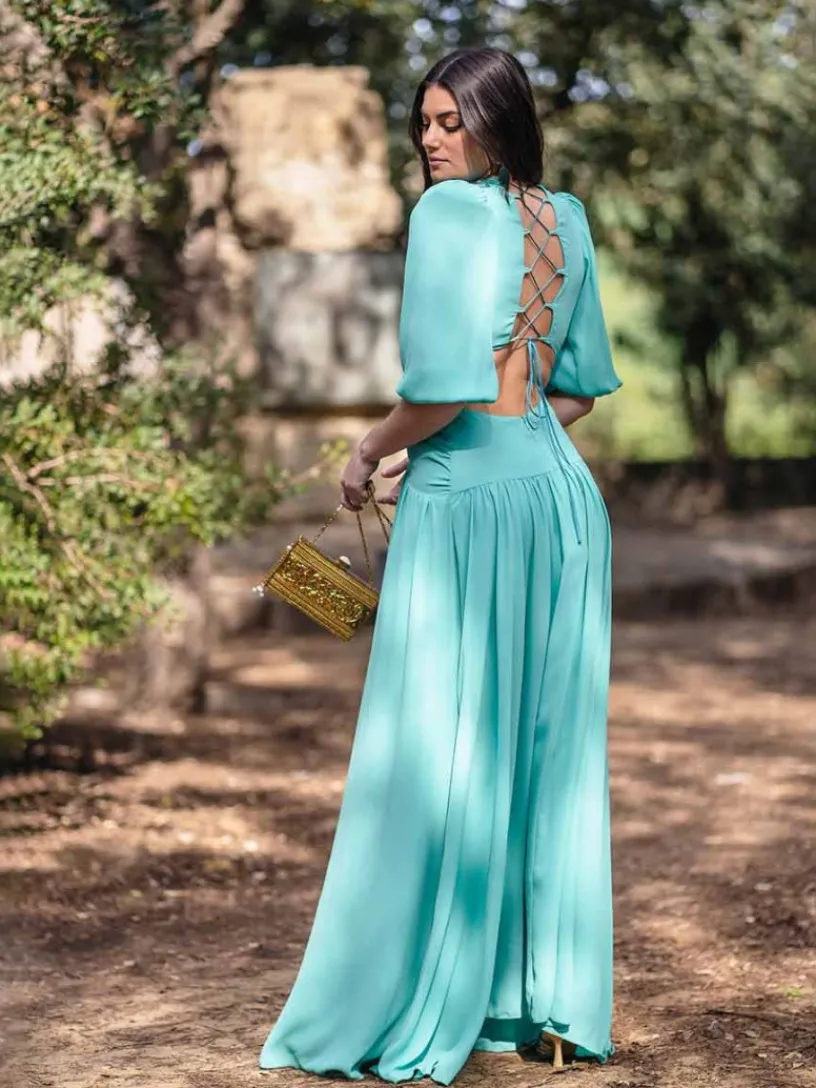 Vestidos De Graduación|Vestidos De Dama De Honor-Mariquita Trasquilá VESTIDO BAELO MAR Turquesa