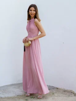 Vestidos De Graduación|Vestidos De Dama De Honor-Mariquita Trasquilá VESTIDO DE FIESTA LARGO HALTER RosaNude