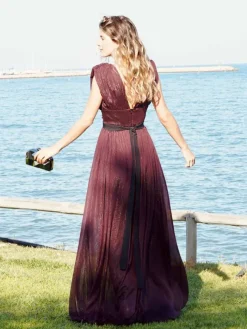 Vestidos De Dama De Honor|Vestido De Puesta De Largo-Mariquita Trasquilá VESTIDO ESMERALDA Berenjena