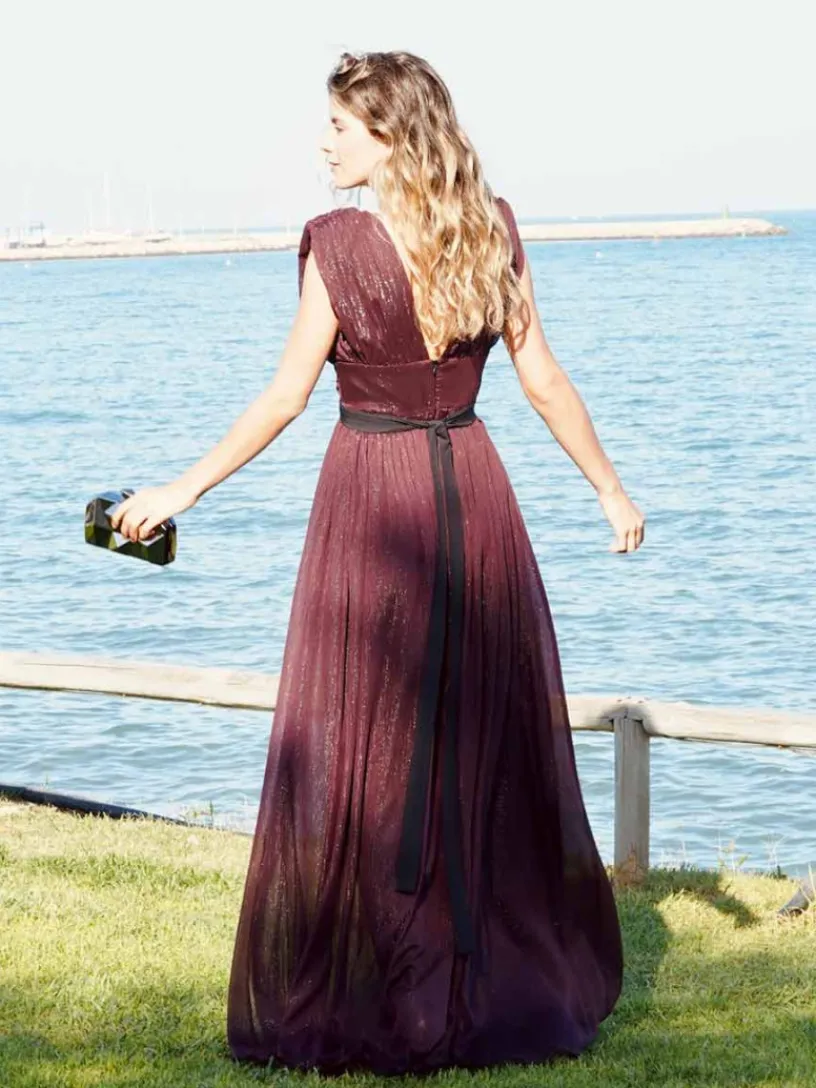 Vestidos De Dama De Honor|Vestido De Puesta De Largo-Mariquita Trasquilá VESTIDO ESMERALDA Berenjena