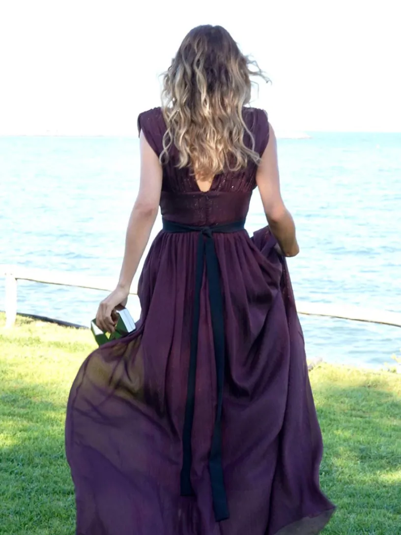 Vestidos De Dama De Honor|Vestido De Puesta De Largo-Mariquita Trasquilá VESTIDO ESMERALDA Berenjena