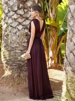 Vestidos De Dama De Honor|Vestido De Puesta De Largo-Mariquita Trasquilá VESTIDO ESMERALDA Berenjena