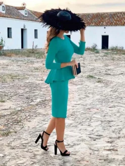 Invitadas -50 €|Vestidos Cortos De Fiesta-Mariquita Trasquilá VESTIDO FIESTA PEPLUM SARA