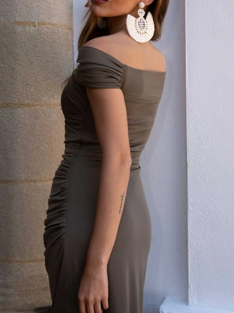 Vestidos Cortos De Fiesta-Mariquita Trasquilá VESTIDO FOGLIA VerdeCaqui