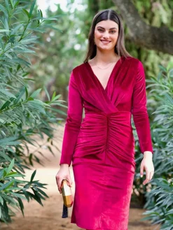 Invitadas -50 €|Vestidos Cortos De Fiesta-Mariquita Trasquilá VESTIDO FRUNCIDO TERCIOPELO