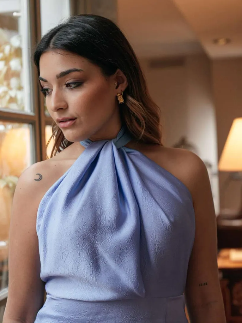 Vestidos De Graduación|Vestidos De Dama De Honor-Mariquita Trasquilá VESTIDO LARGO NUDO HALTER Lavanda