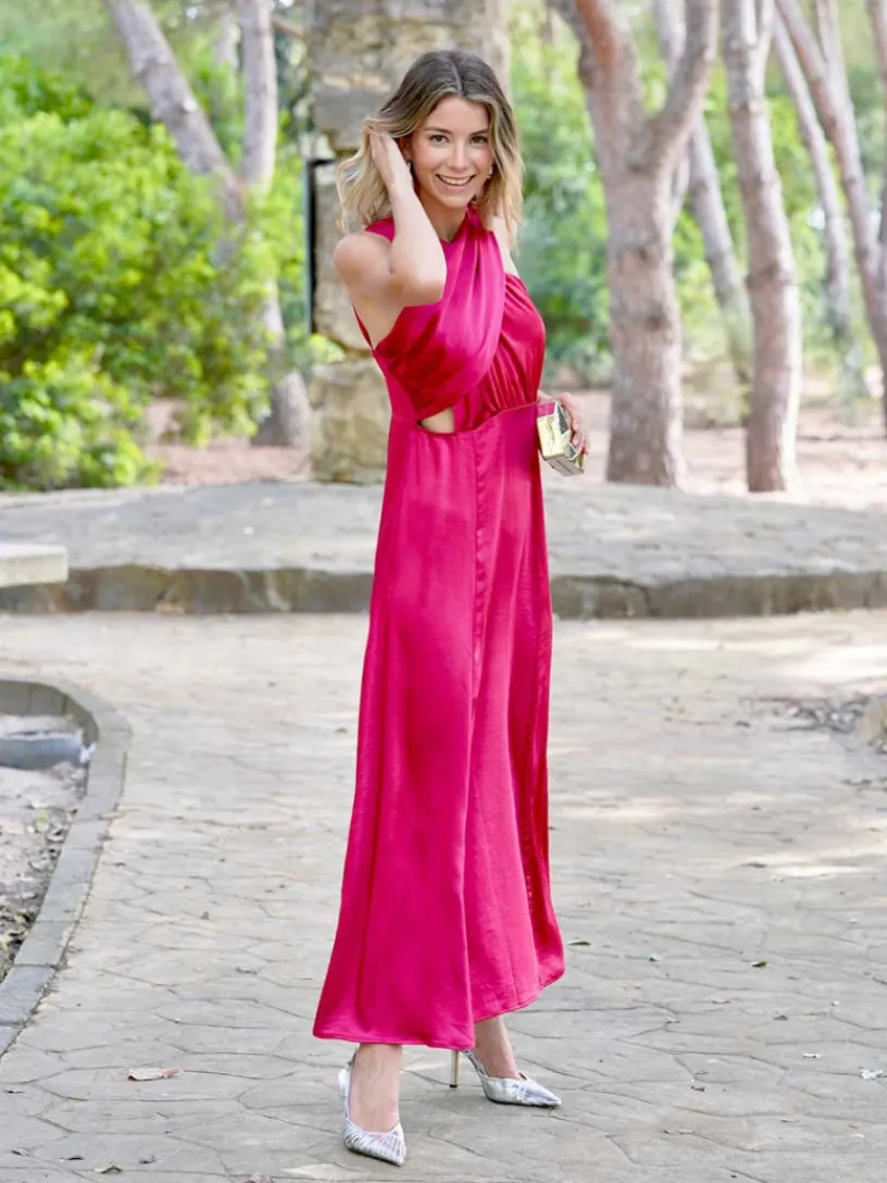 Vestidos Cortos De Fiesta-Mariquita Trasquilá VESTIDO MIDI SATINADO ASIMETRICO