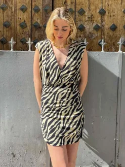 Vestidos De Mujer|Invitadas -50 €-Mariquita Trasquilá VESTIDO MINIMINI ANIMAL CHIC Negroybeige