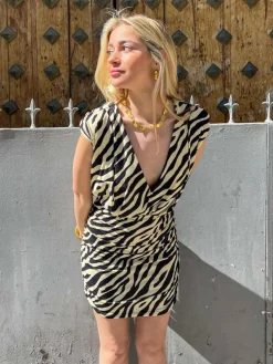Vestidos De Mujer|Invitadas -50 €-Mariquita Trasquilá VESTIDO MINIMINI ANIMAL CHIC Negroybeige