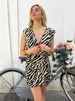 Vestidos De Mujer|Invitadas -50 €-Mariquita Trasquilá VESTIDO MINIMINI ANIMAL CHIC Negroybeige