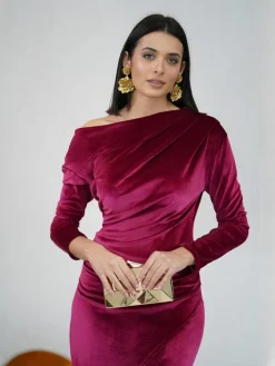 Invitadas -50 €|Vestidos De Terciopelo-Mariquita Trasquilá VESTIDO TERCIOPELO ASIMETRICO