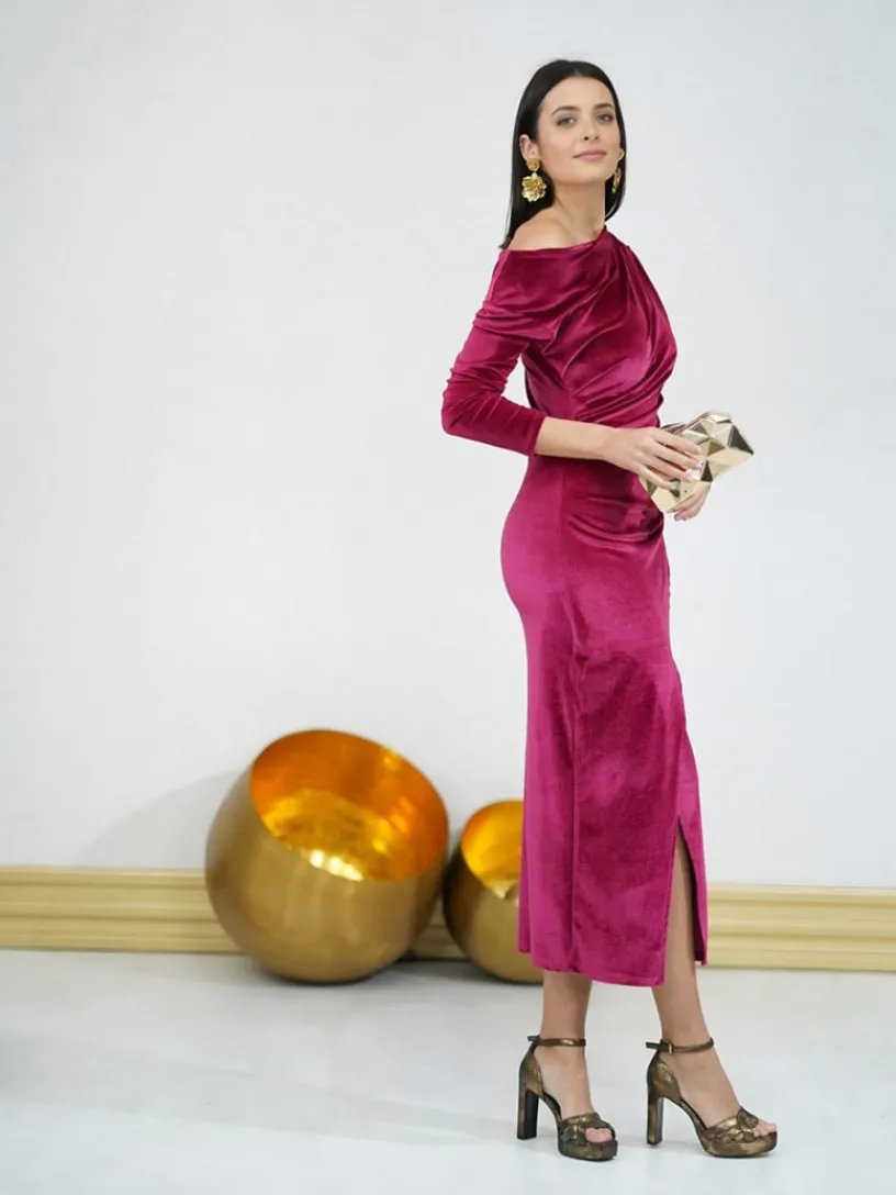 Invitadas -50 €|Vestidos De Terciopelo-Mariquita Trasquilá VESTIDO TERCIOPELO ASIMETRICO